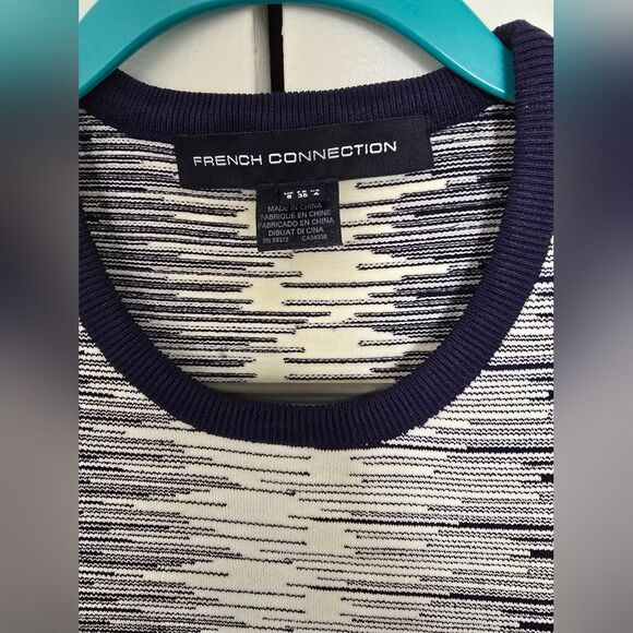 French Connection Navy and Cream Patterned Dress - Picture 6 of 7